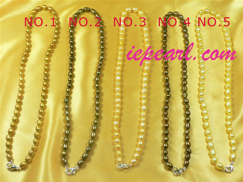 5-6mm dye color rice cultured pearl necklace wholesale