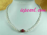 6-7mm rice shape with red shell pearl necklace wholesale
