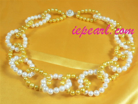 6-7mm double colors annular pearl necklace wholesale
