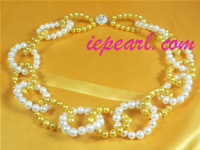 6-7mm double colors annular pearl necklace wholesale