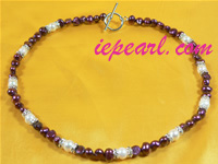 6-7mm nugget and potato pearl necklace with zircon beads
