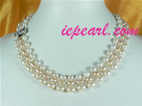 triple rice shaped freshwater pearl necklace wholesale