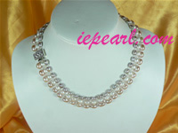 elegant triple freshwater pearl necklace with crystal beads