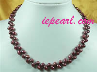 6-7mm wheat shape claret freshwater pearl necklace