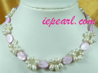 6-7mm potato cultured pearl necklace with purple shell wholesale