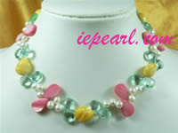 colourful potato pearl necklace with crystal and shell wholesale