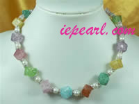 multicolor rhinestone necklace with frshwater pearl wholesale