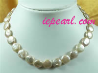 wholesale 12mm coin shape cultured pearl necklace