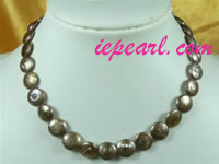 wholesale 12mm coin coffee freshwater pearl necklace