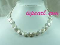 12mm coin shape white freshwater pearl necklace