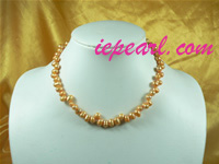 6-7mm orange potato shape freshwater pearl necklace in wholesale