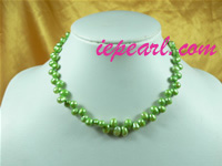 wholesale 6-7mm green potato shape cultured pearl necklace