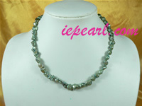discount irregular shape green freshwater pearl necklace