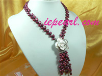 6-7mm wine red  pearl necklace with flower discount