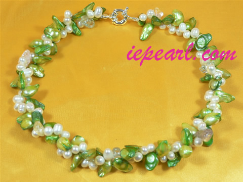 twisted top drilled pearl necklace with blister pearls