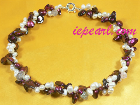 wholesale two rows twisted pearl necklace