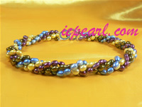 Multicolor rice shaped twisted pearl necklace in wholesale