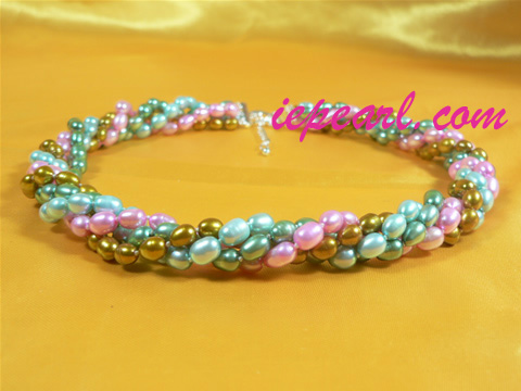 dye color rice shaped pearl necklace wholesale