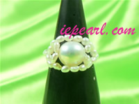 7.5-8mm white stretchy pearl ring wholesale