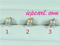 wholesale 7.5-8mm pearl ring with 18K GP mounting