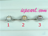 wholesale 8.5-9mm freshwater pearl ring with 18K GP moutning