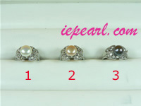 wholesale 9-9.5mm pearl ring with 18K GP mounting
