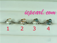 wholesale two pieces pearl ring with zircon beads