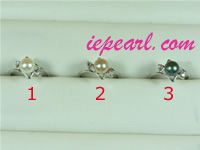 7-7.5mm freshwater pearl ring with zircon beads wholesale