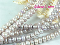 purple 8-9mm button freshwater pearl strand