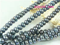 peacock blue 8-9mm button freshwater pearl strand