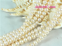 pink 6-7mm button freshwater pearl strand