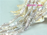 light purple 7x20mm long drilled Biwa freshwater pearl strand
