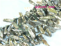 bronze 7x20mm top drilled Biwa freshwater pearl strand