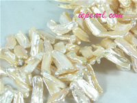 romantic pink 7x20mm top drilled Biwa freshwater pearl strand