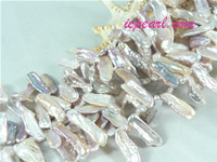noble purple 7x20mm top drilled Biwa freshwater pearl strand