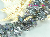 black 7x20mm center drilled Biwa freshwater pearl strand