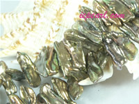 bronze 7x20mm center drilled Biwa freshwater pearl strand