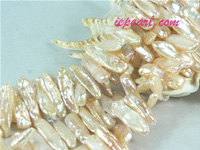 pink 7x20mm center drilled Biwa freshwater pearl strand