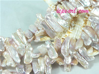 purple 7x20mm center drilled Biwa freshwater pearl strand