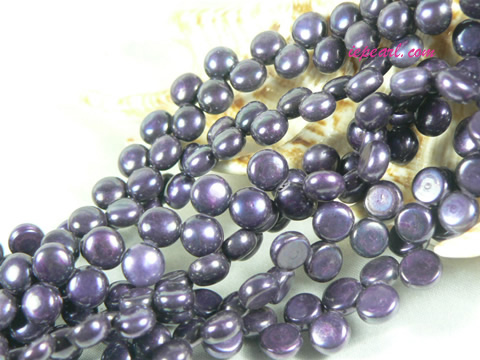 dark purple 6-7mm side drilled bread freshwater pearl strand