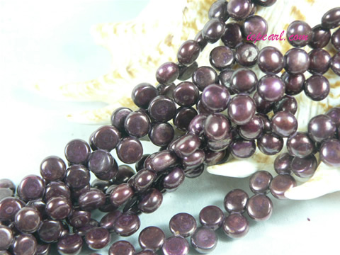 wine red 6-7mm side drilled bread freshwater pearl strand