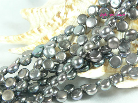 gray 6-7mm side drilled bread freshwater pearl strand