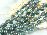 peacock green 6-7mm side drilled bread freshwater pearl strand