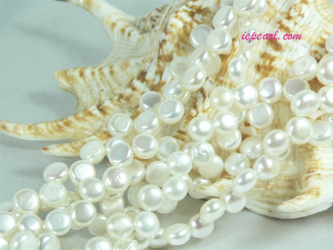 ivory white 6-7mm side drilled bread freshwater pearl strand