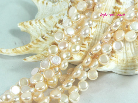 pink 6-7mm side drilled bread freshwater pearl strand