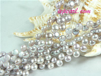 purple 6-7mm side drilled bread freshwater pearl strand