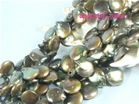 chocolate 12mm side drilled coin freshwater pearl strand