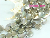 copper 12mm side drilled coin freshwater pearl strand