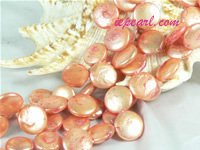 orange 12mm side drilled coin freshwater pearl strand