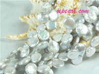 gray 12mm side drilled coin freshwater pearl strand